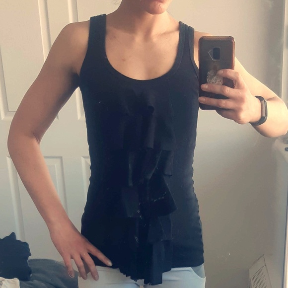 Black Tank Top with front Ruffle-Finn